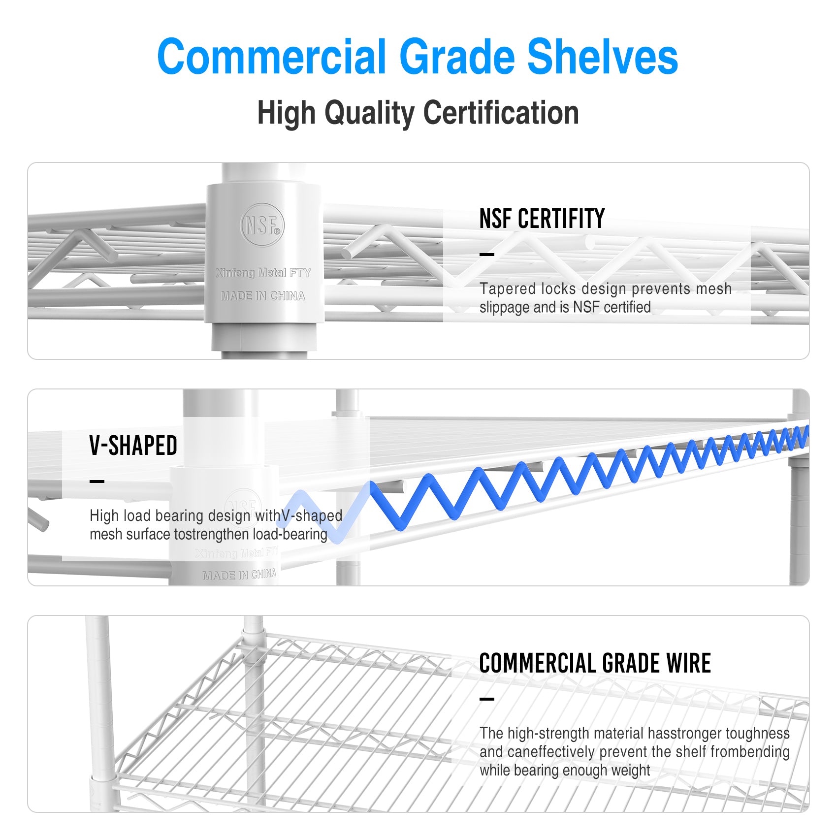 6 Tier Wire Shelving Unit, 6000 Lbs Nsf Height Adjustable Metal Garage Storage Shelves With Wheels, Heavy Duty Storage Wire Rack Metal Shelves White 204882 White Iron Plastic