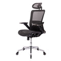 Black Ergonomic Mesh Office Chair, High Back Adjustable Headrest With Flip Up Arms, Tilt And Lock Function, Lumbar Support And Blade Wheels, Kd Chrome Metal Legs Black Office American Design Office Chairs Foam Plastic