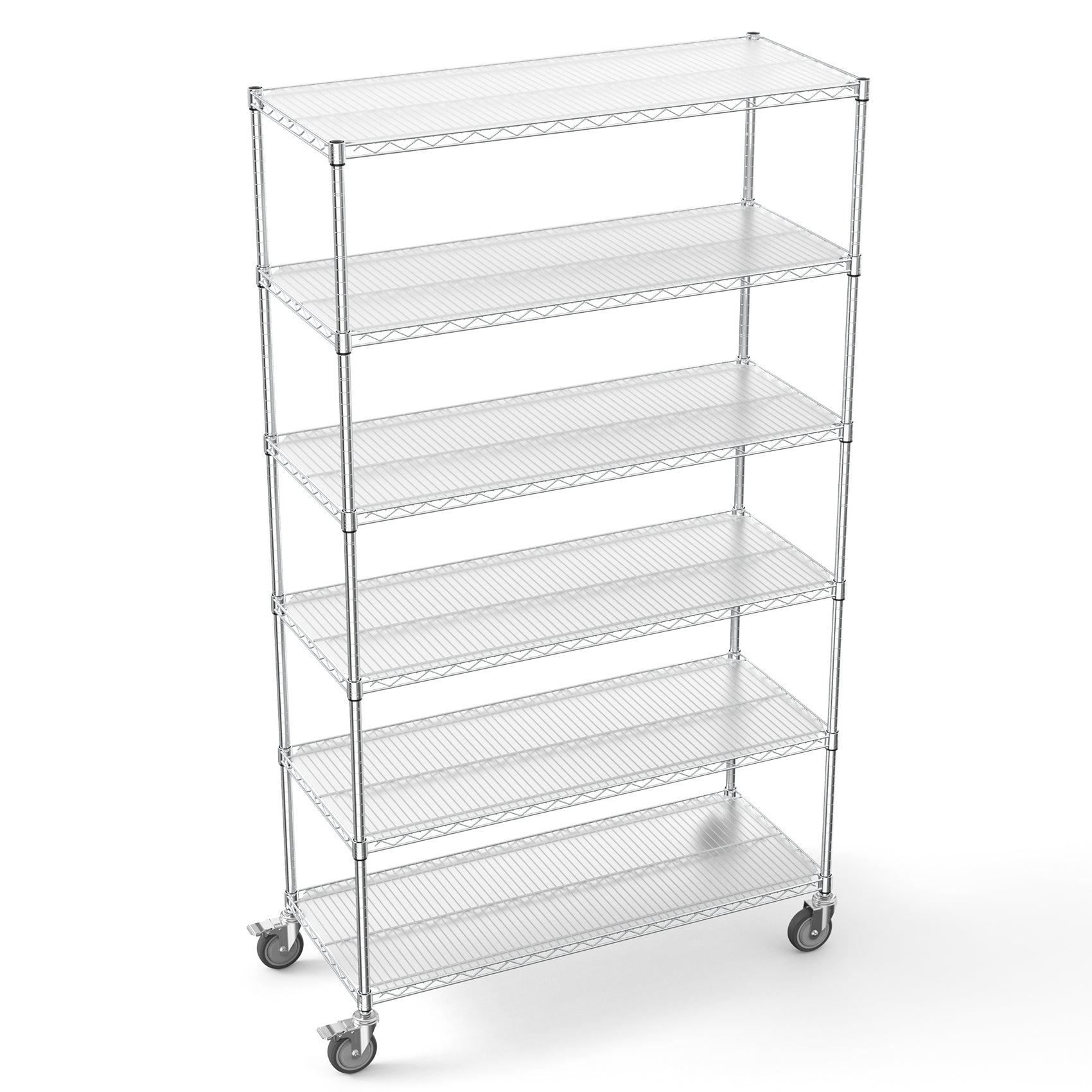 6 Tier Wire Shelving Unit, 6000 Lbs Nsf Height Adjustable Metal Garage Storage Shelves With Wheels, Heavy Duty Storage Wire Rack Metal Shelves Chrome 204882 Chrome Iron Plastic