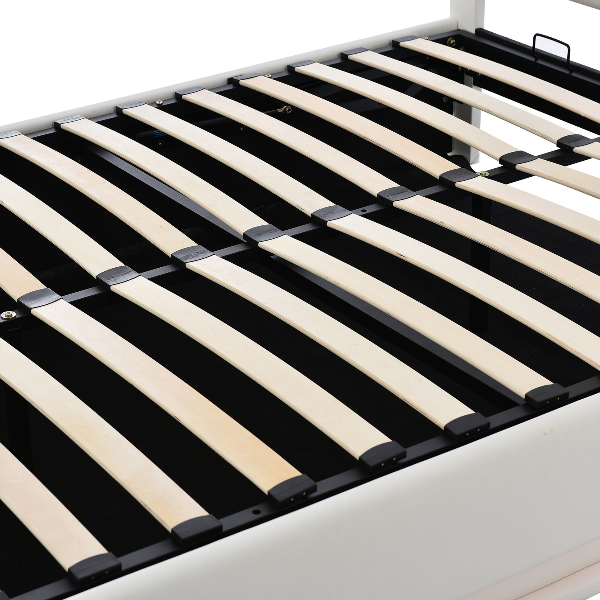 Full Size Tufted Upholstered Platform Bed With Hydraulic Storage System,Pu Storage Bed With Led Lights And Usb Charger, White White Pu