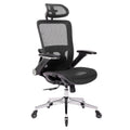 Black Ergonomic Mesh Office Chair, High Back Adjustable Headrest With Flip Up Arms, Tilt And Lock Function, Lumbar Support And Blade Wheels, Kd Chrome Metal Legs Black Office American Design Office Chairs Foam Plastic