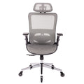 Grey Ergonomic Mesh Office Chair, High Back Adjustable Headrest With Flip Up Arms, Tilt And Lock Function, Lumbar Support And Blade Wheels, Kd Chrome Metal Legs Black Office American Design Office Chairs Foam Plastic