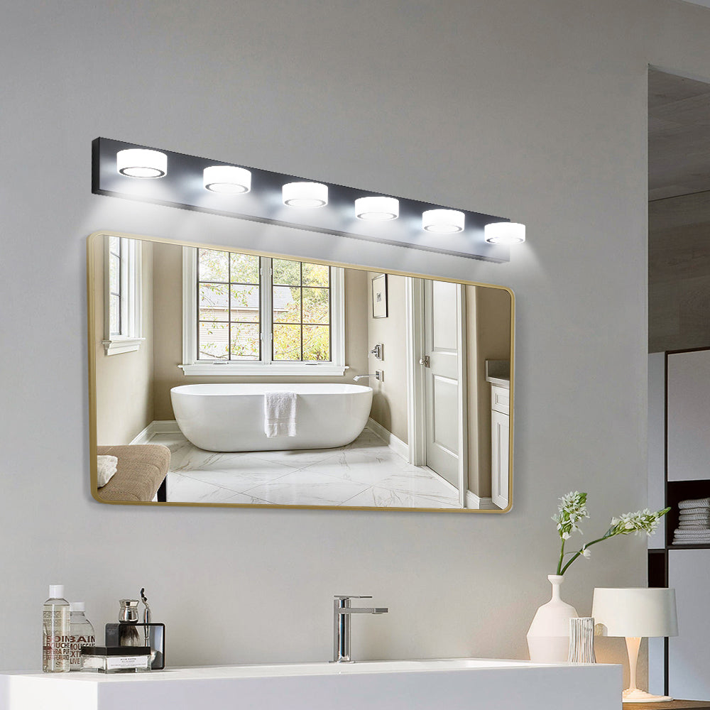 Same As W1340P206812 L002003 W6B Led Modern Black 6 Light Vanity Lights Fixtures Over Mirror Bath Wall Lighting Black Modern Acrylic Iron