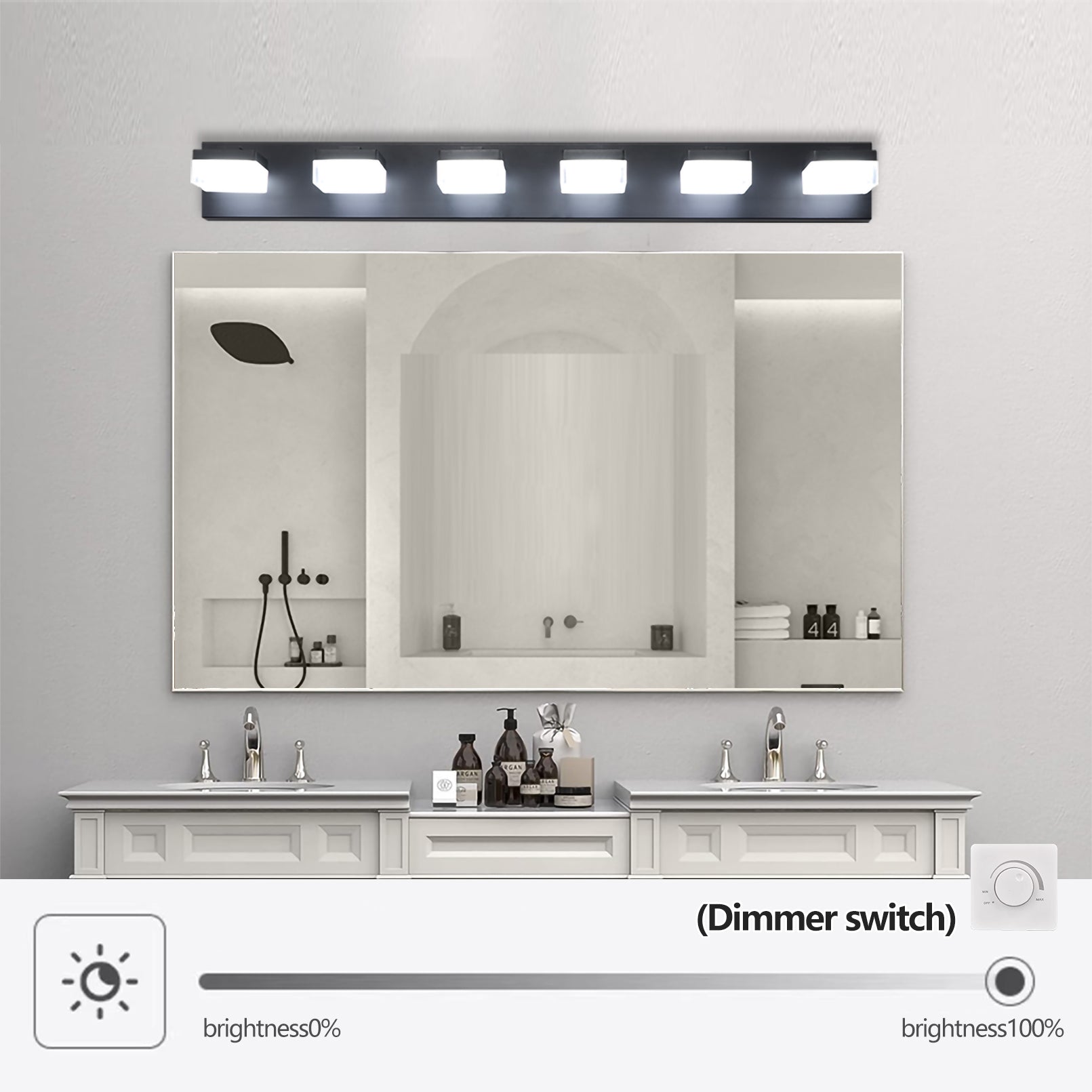 Same As W1340110609 L2015 Modern 6 Light Black Led Vanity Mirror Light Fixture For Bathrooms And Makeup Tables Black Acrylic,Iron