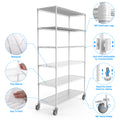 6 Tier Wire Shelving Unit, 6000 Lbs Nsf Height Adjustable Metal Garage Storage Shelves With Wheels, Heavy Duty Storage Wire Rack Metal Shelves White 204882 White Iron Plastic