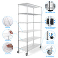 6 Tier Wire Shelving Unit, 6000 Lbs Nsf Height Adjustable Metal Garage Storage Shelves With Wheels, Heavy Duty Storage Wire Rack Metal Shelves Chrome 204882 Chrome Iron Plastic