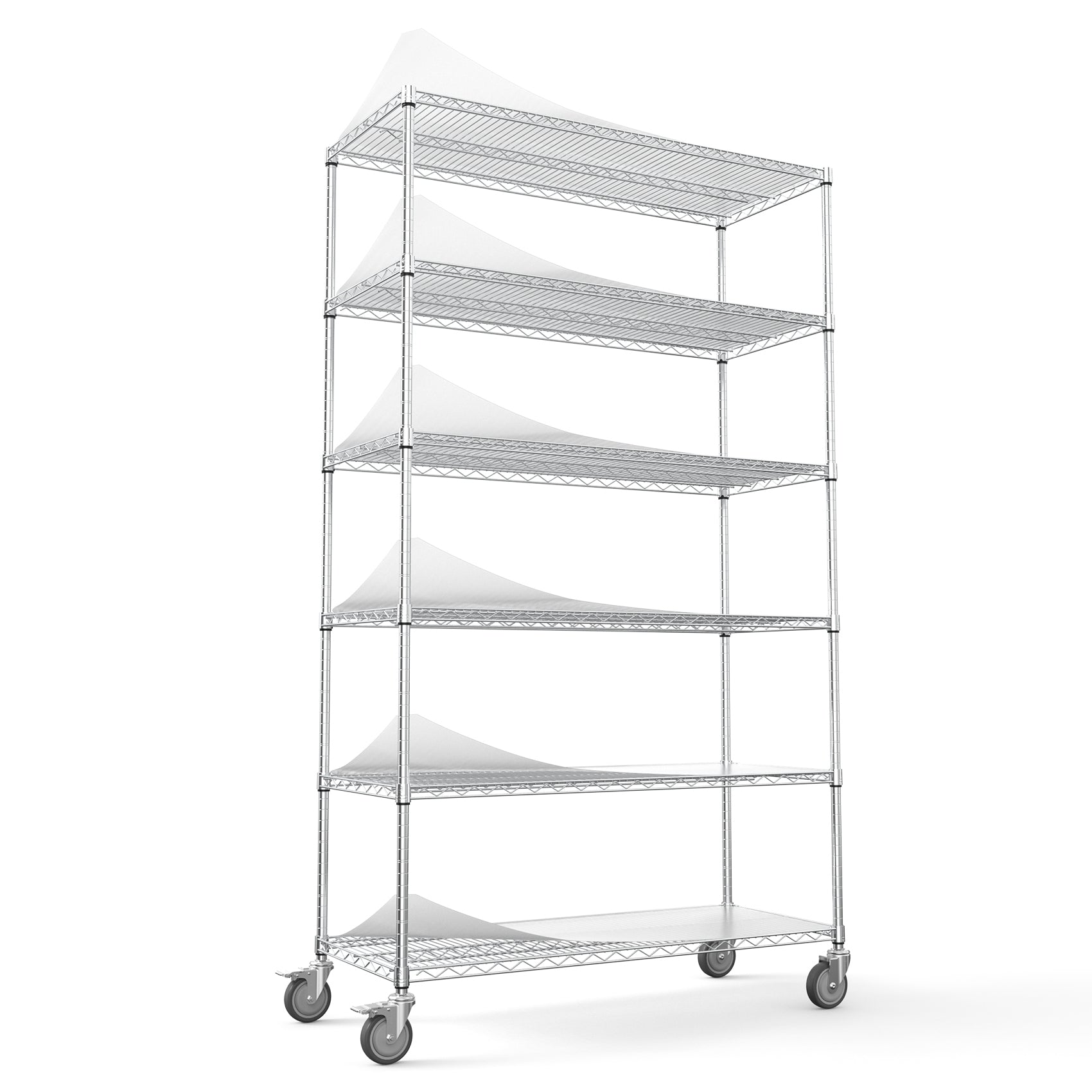 6 Tier Wire Shelving Unit, 6000 Lbs Nsf Height Adjustable Metal Garage Storage Shelves With Wheels, Heavy Duty Storage Wire Rack Metal Shelves Chrome 204882 Chrome Iron Plastic