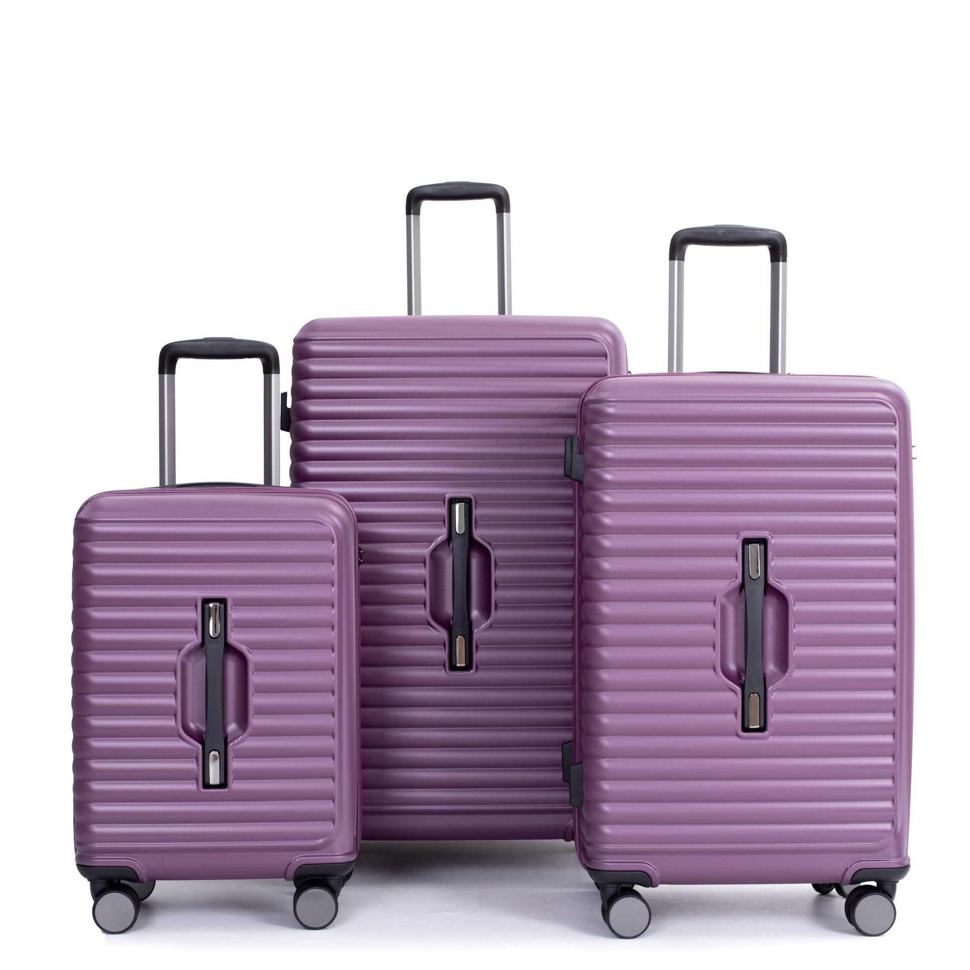 3 Piece Luggage Sets Pc Abs Lightweight Suitcase With Two Hooks, 360 Double Spinner Wheels, Tsa Lock, 21 25 29 Dark Purple Dark Purple Abs Pc