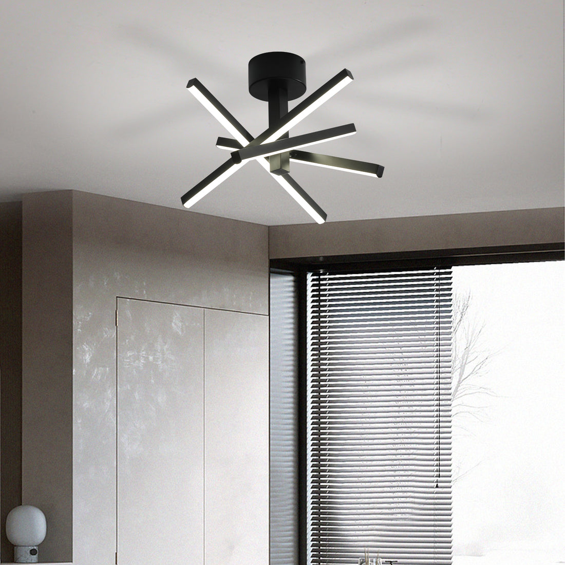 Led Semi Flush Mount Ceiling Lamp Black Modern Aluminium Iron