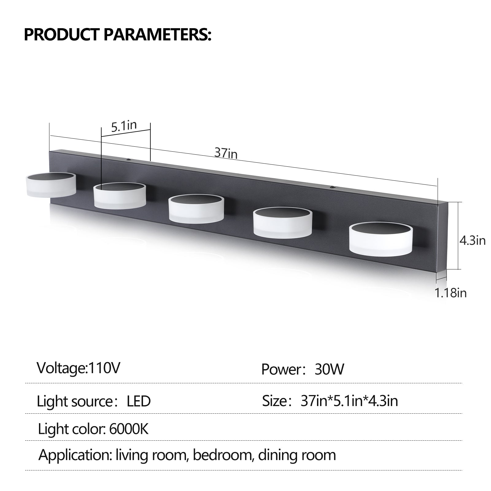 Same As W1340110593 L2009 Led Modern Black 5 Light Vanity Lights Fixtures Over Mirror Bath Wall Lighting Black Acrylic,Iron