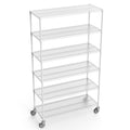 6 Tier Wire Shelving Unit, 6000 Lbs Nsf Height Adjustable Metal Garage Storage Shelves With Wheels, Heavy Duty Storage Wire Rack Metal Shelves White 204882 White Iron Plastic