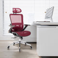 Red Ergonomic Mesh Office Chair, High Back Adjustable Headrest With Flip Up Arms, Tilt And Lock Function, Lumbar Support And Blade Wheels, Kd Chrome Metal Legs Red Office American Design Office Chairs Foam Plastic