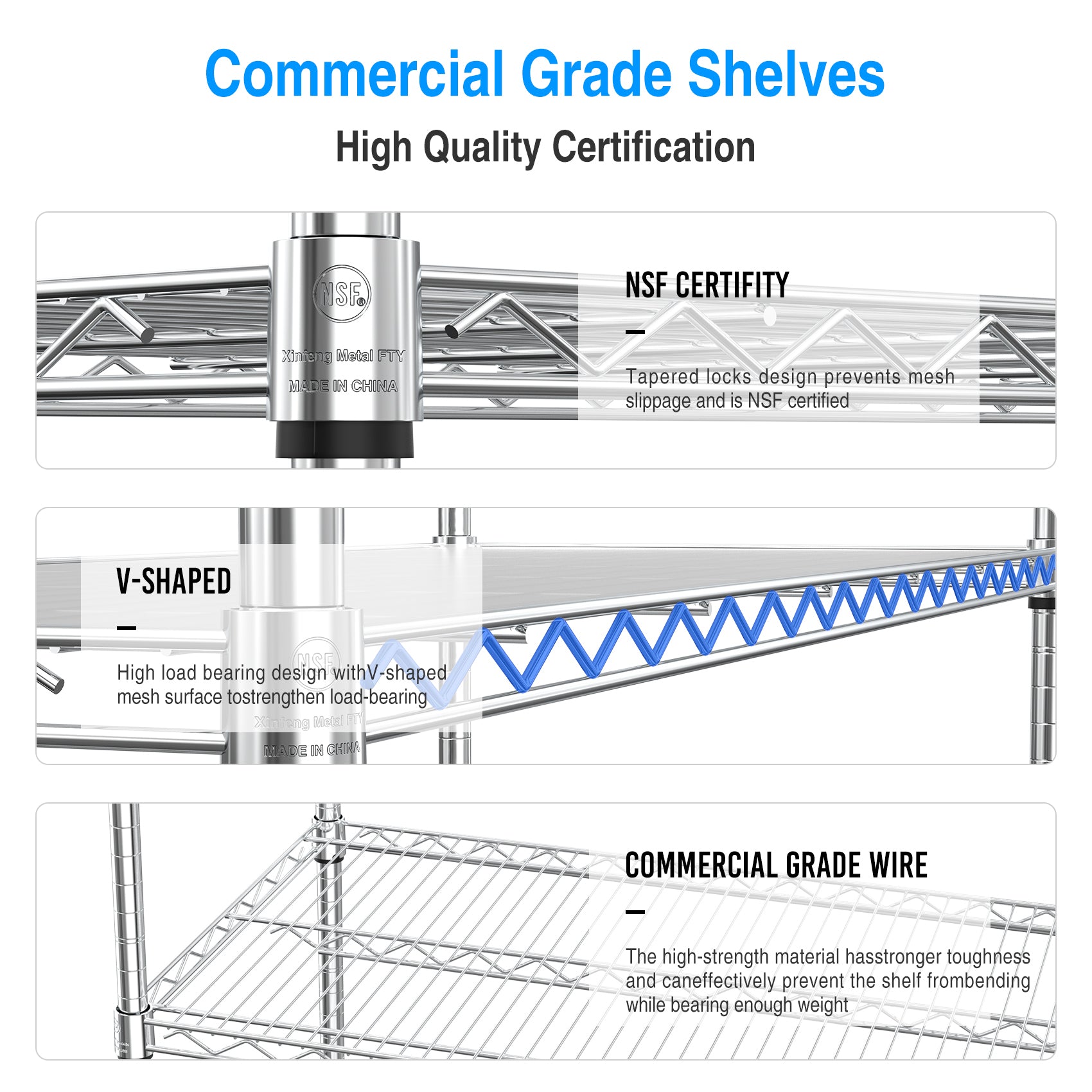 6 Tier Wire Shelving Unit, 6000 Lbs Nsf Height Adjustable Metal Garage Storage Shelves With Wheels, Heavy Duty Storage Wire Rack Metal Shelves Chrome 204882 Chrome Iron Plastic