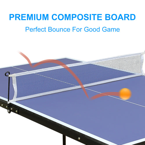 Table Tennis Table Midsize Foldable & Portable Ping Pong Table Set With Net And 2 Ping Pong Paddles For Indoor Outdoor Game Blue Mdf