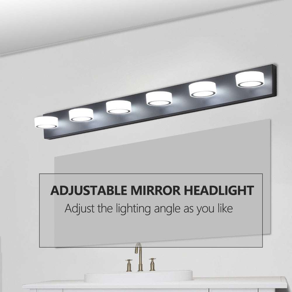 Same As W1340P206812 L002003 W6B Led Modern Black 6 Light Vanity Lights Fixtures Over Mirror Bath Wall Lighting Black Modern Acrylic Iron