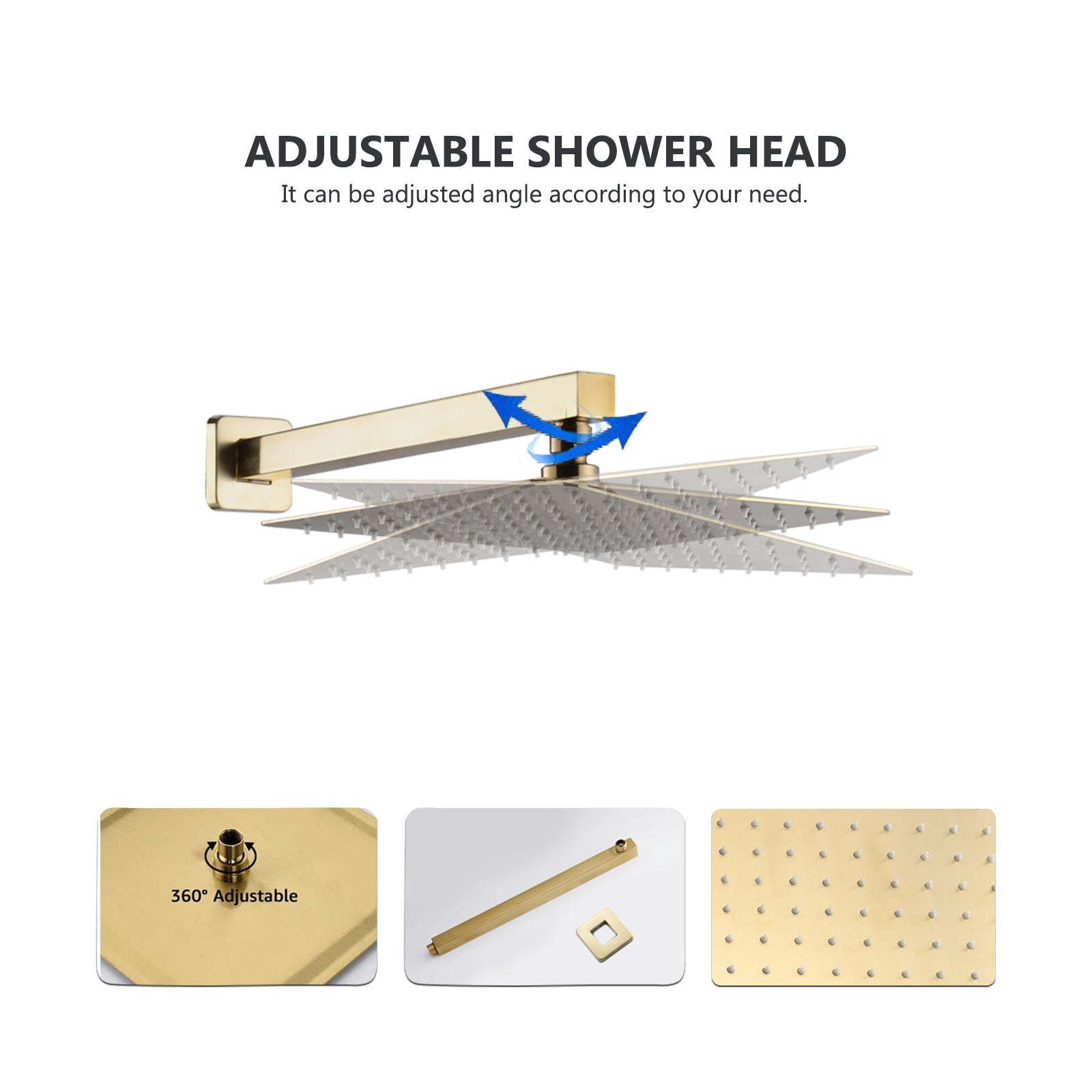 Shower Set Brushed Gold 10 Inch Bathroom Deluxe Shower Mixer Shower Combination Set Wall Mounted Shower Head System Shower Faucet Gold Brass