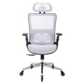 White Ergonomic Mesh Office Chair, High Back Adjustable Headrest With Flip Up Arms, Tilt And Lock Function, Lumbar Support And Blade Wheels, Kd Chrome Metal Legs White Office American Design Office Chairs Foam Plastic