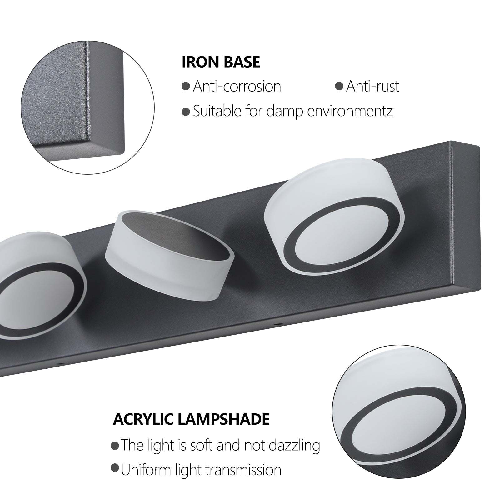 Led Modern Black 5 Light Vanity Lights Fixtures Over Mirror Bath Wall Lighting Black Modern Acrylic Iron