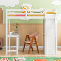 Twin Size Loft Bed With Wardrobe And Desk, White Twin White Rubber Wood