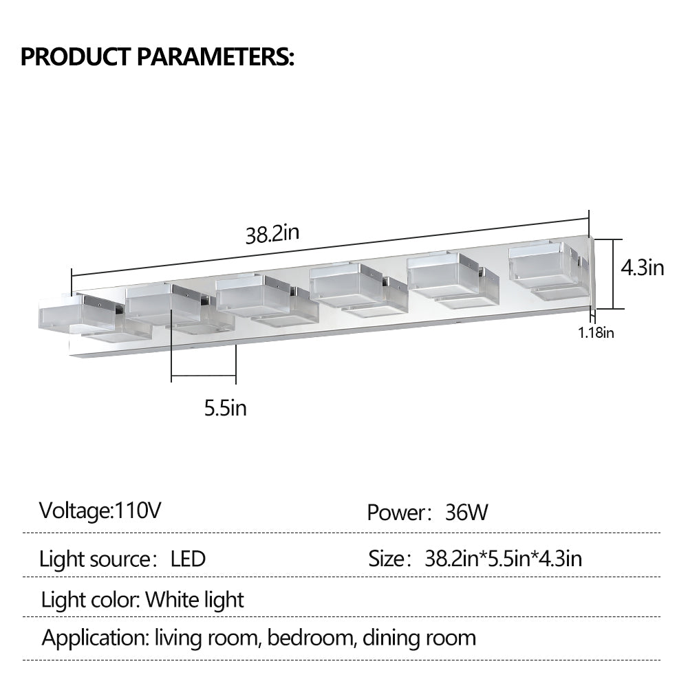 Same As W1340P206831 L002006 W6C Modern 6 Light Chrome Led Vanity Mirror Light Fixture For Bathrooms And Makeup Tables Chrome Modern Acrylic Stainless Steel