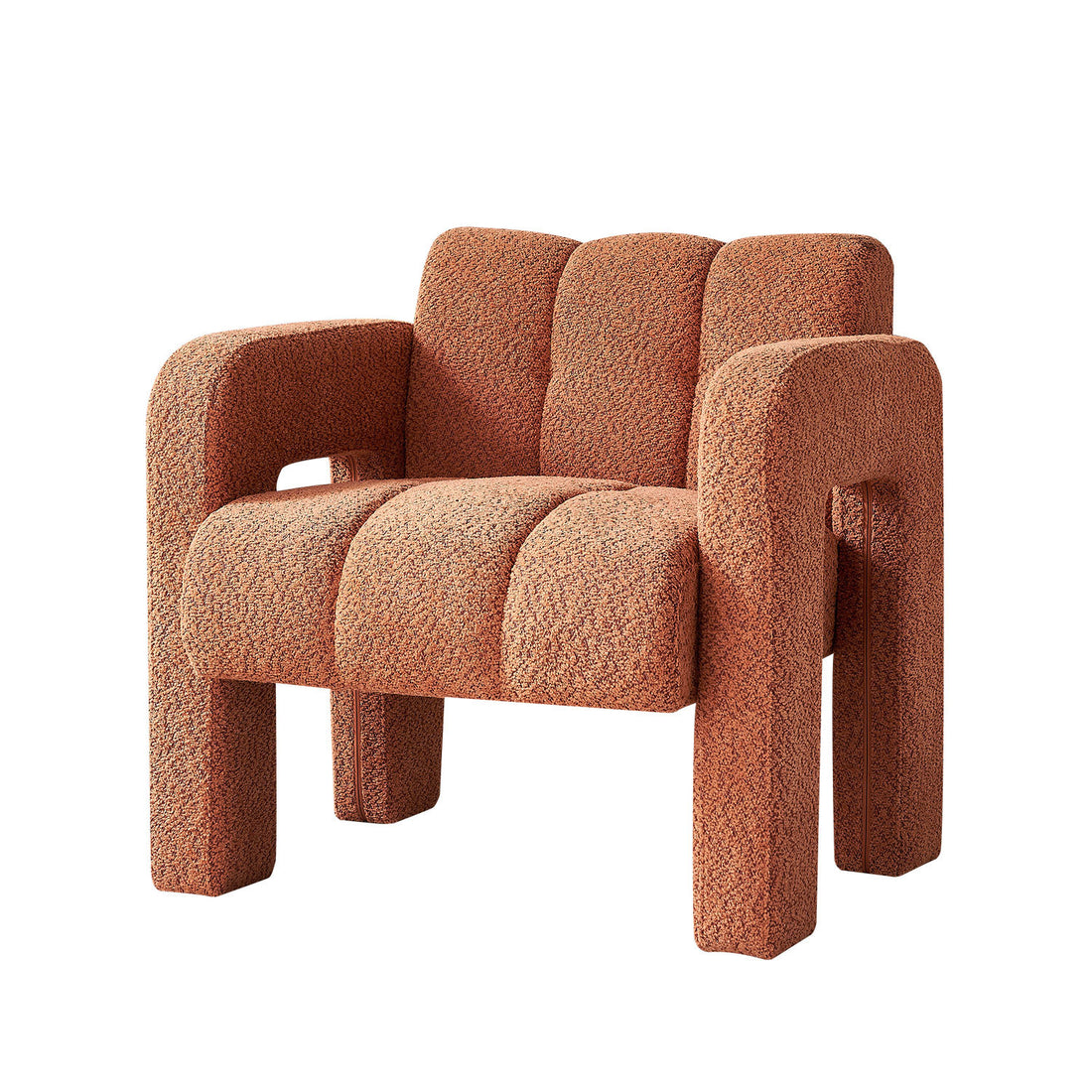 31.10" Wide Boucle Upholstered Accent Chair Orange Primary Living Space Modern Fiber Foam And Polyester Fiber Pad Boucle