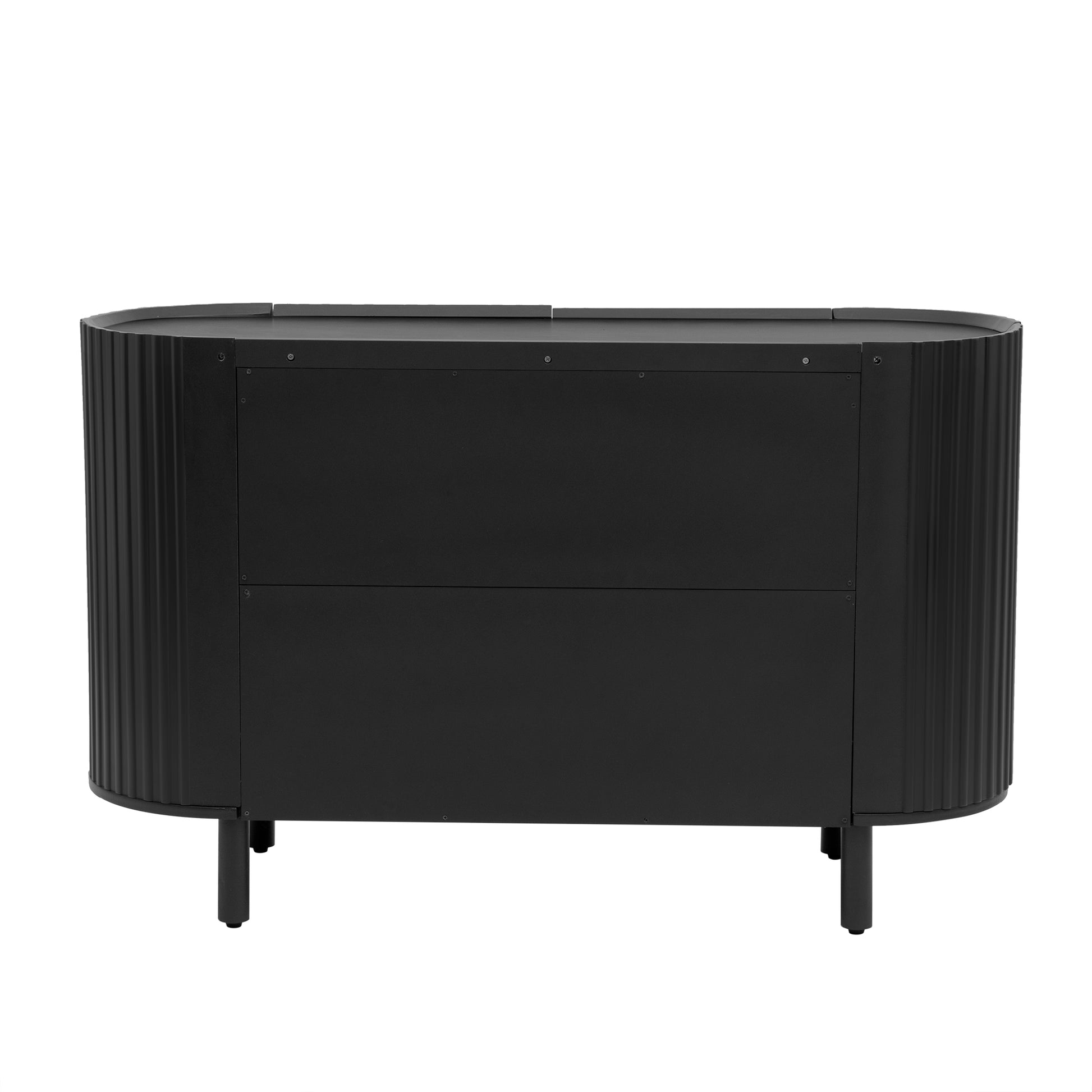 Curved Design Light Luxury Sideboard With Adjustable Shelves,Suitable For Living Room,Study And Entrance Black Mdf