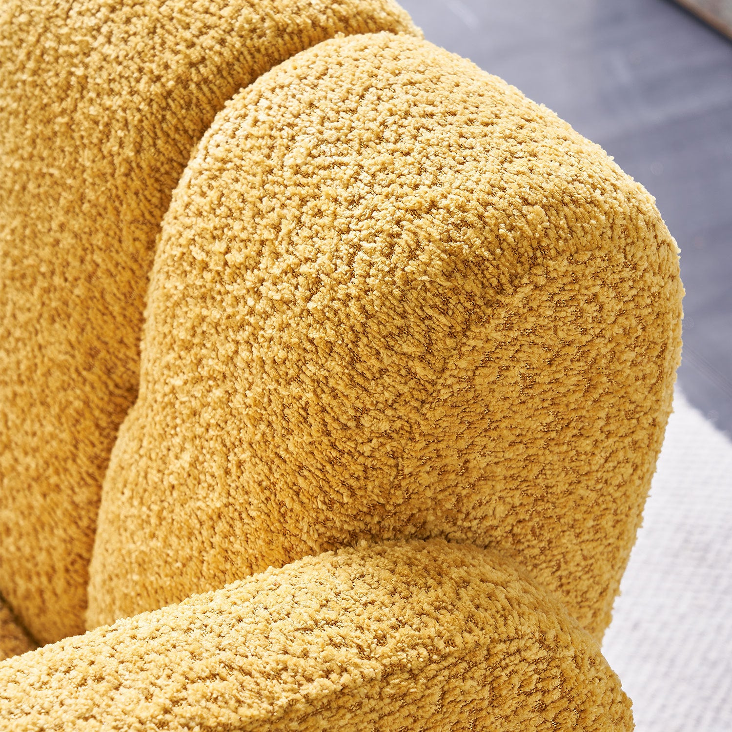 31.10" Wide Boucle Upholstered Accent Chair Yellow Primary Living Space Modern Fiber Foam And Polyester Fiber Pad Boucle