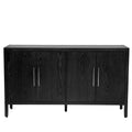 Storage Cabinet Sideboard Wooden Cabinet With 4 Metal Handles ,4 Shelves And 4 Doors For Hallway, Entryway, Living Room Black Mdf