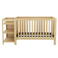 Convertible Crib Full Size Bed With Changing Table, Natural Natural Solid Wood