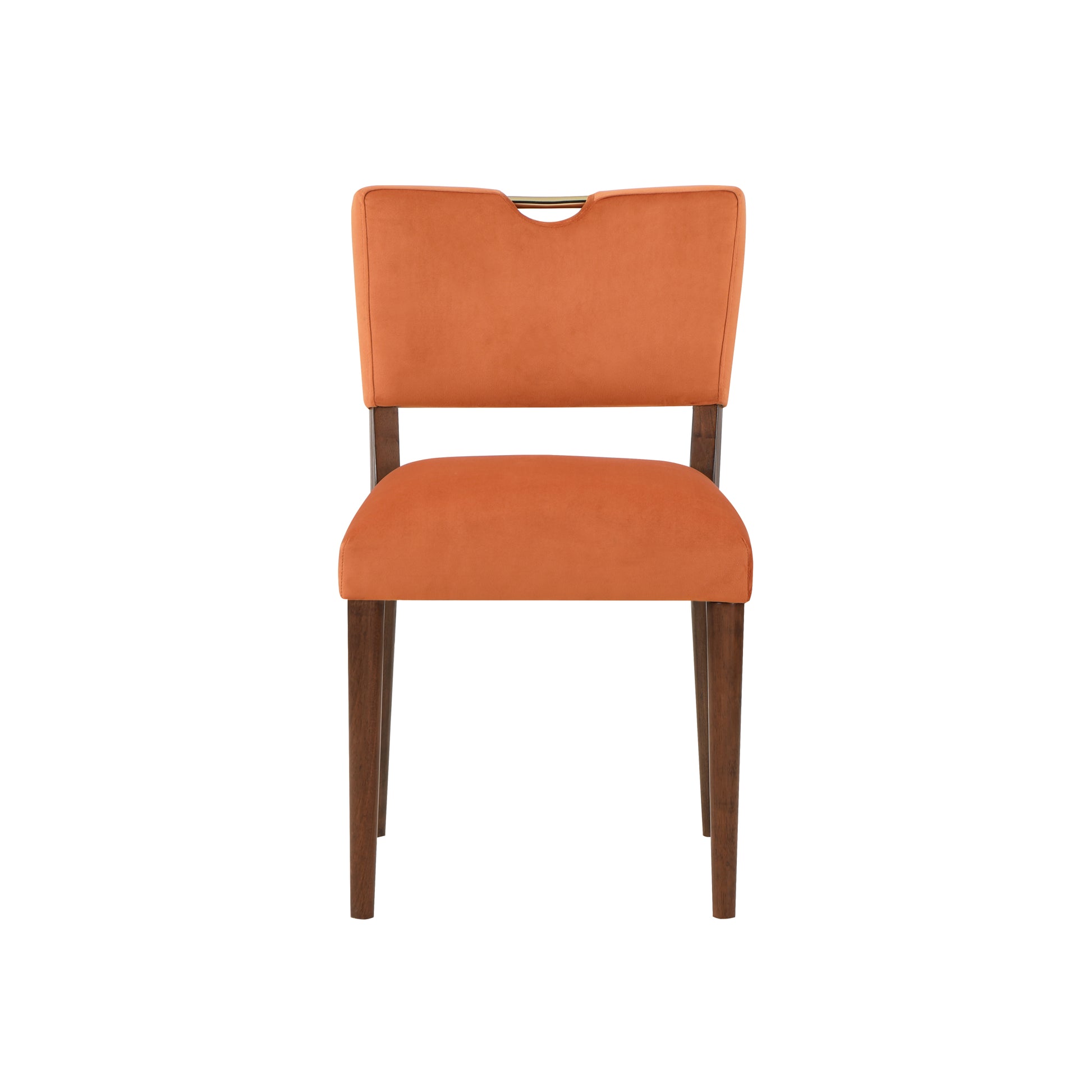 Bryson Burnt Orange Velvet Dining Chair Set Of 2 Orange Foam Solid Wood
