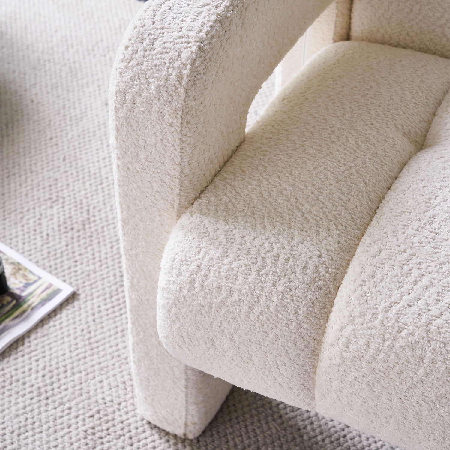 31.10" Wide Boucle Upholstered Accent Chair Beige Primary Living Space Modern Fiber Foam And Polyester Fiber Pad Boucle