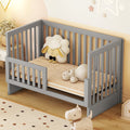 Convertible Crib Full Size Bed With Changing Table, Gray Gray Solid Wood