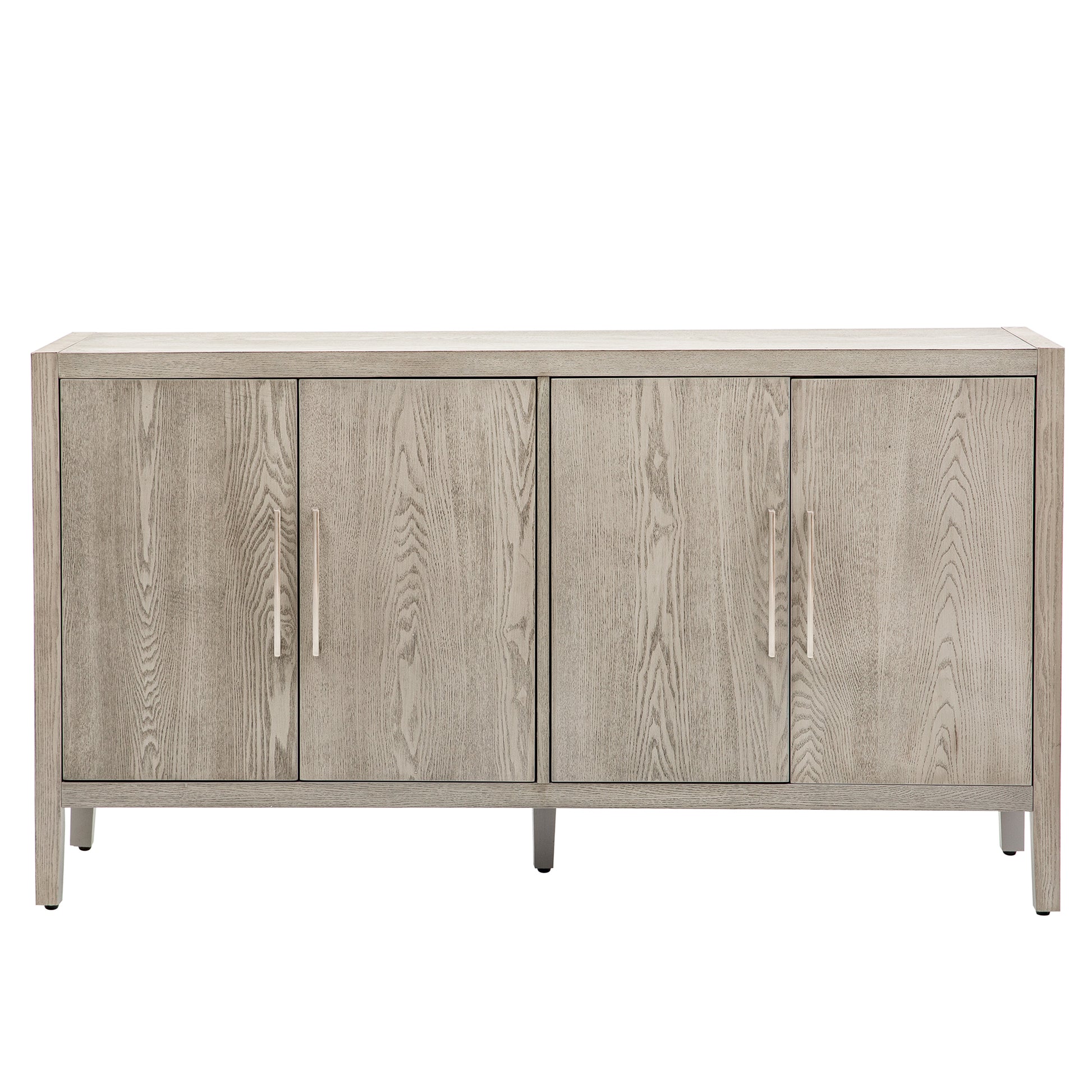 Storage Cabinet Sideboard Wooden Cabinet With 4 Metal Handles ,4 Shelves And 4 Doors For Hallway, Entryway, Living Room Gray Mdf