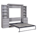 Full Size Murphy Bed With Storage Shelves And Drawers, Gray Box Spring Not Required Full Gray Murphy Solid Wood Mdf