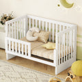 Convertible Crib Full Size Bed With Changing Table, White White Solid Wood