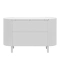 Curved Design Light Luxury Sideboard With Adjustable Shelves,Suitable For Living Room,Study And Entrance White Mdf