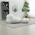 Coolmore Bean Bag Chair, Floor Sofa With Handle,Accent Sofa Chair With Ottoman For Gaming Reading Relaxing White White Foam Plush