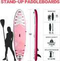 Inflatable Stand Up Paddle Board Simple Deluxe Premium Sup For All S Levels, Pink Paddle Boards For Adults & Youth, Blow Up Stand Up Paddleboards With Accessories & Backpack, Surf Control Pink Aluminium