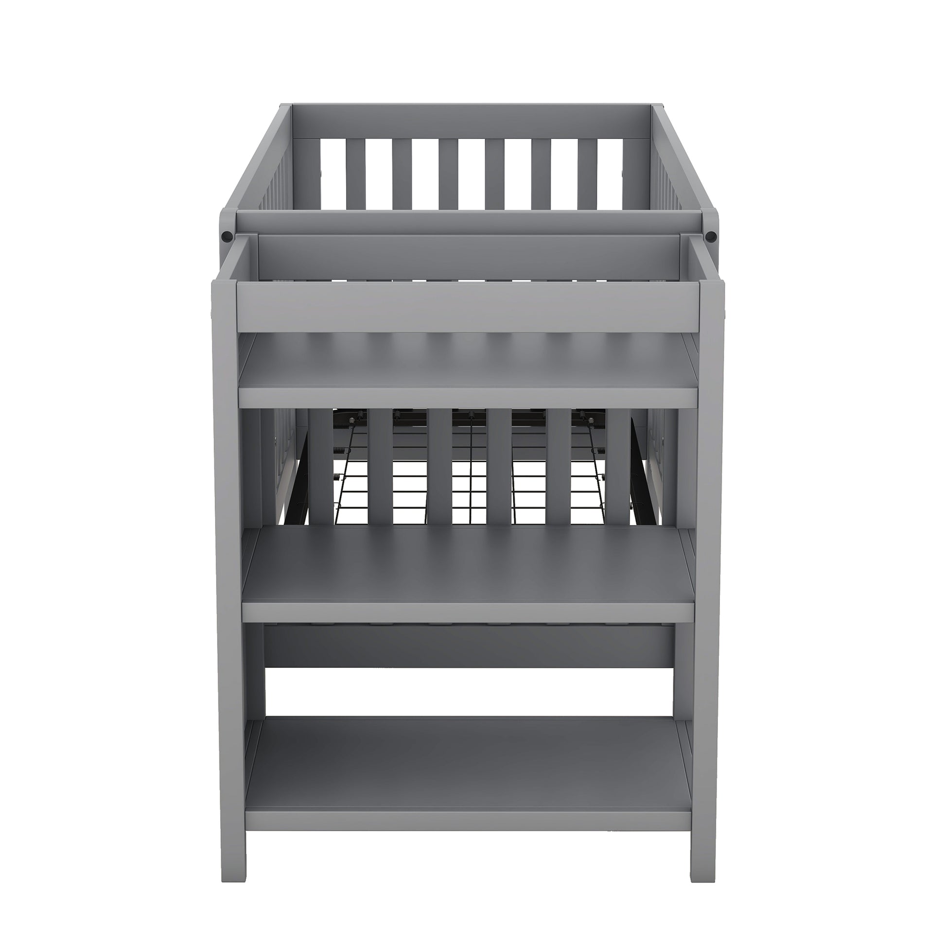 Convertible Crib Full Size Bed With Changing Table, Gray Gray Solid Wood