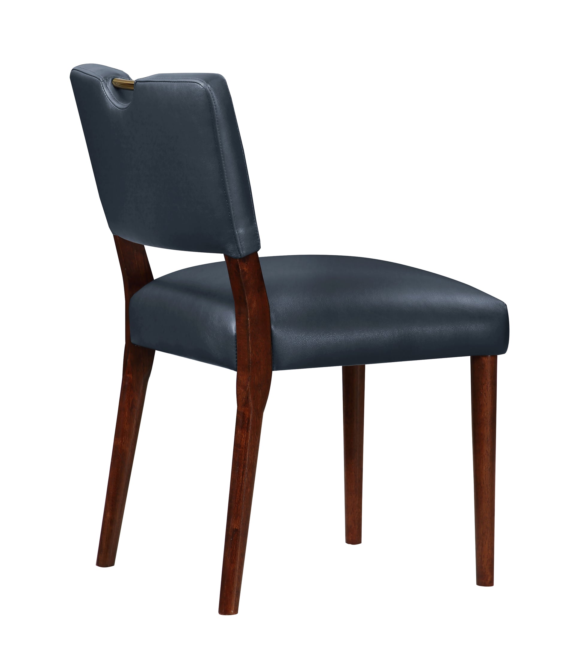 Bryson Midnight Blue Faux Leather Dining Chair Set Of 2 Dark Navy Foam Solid Wood