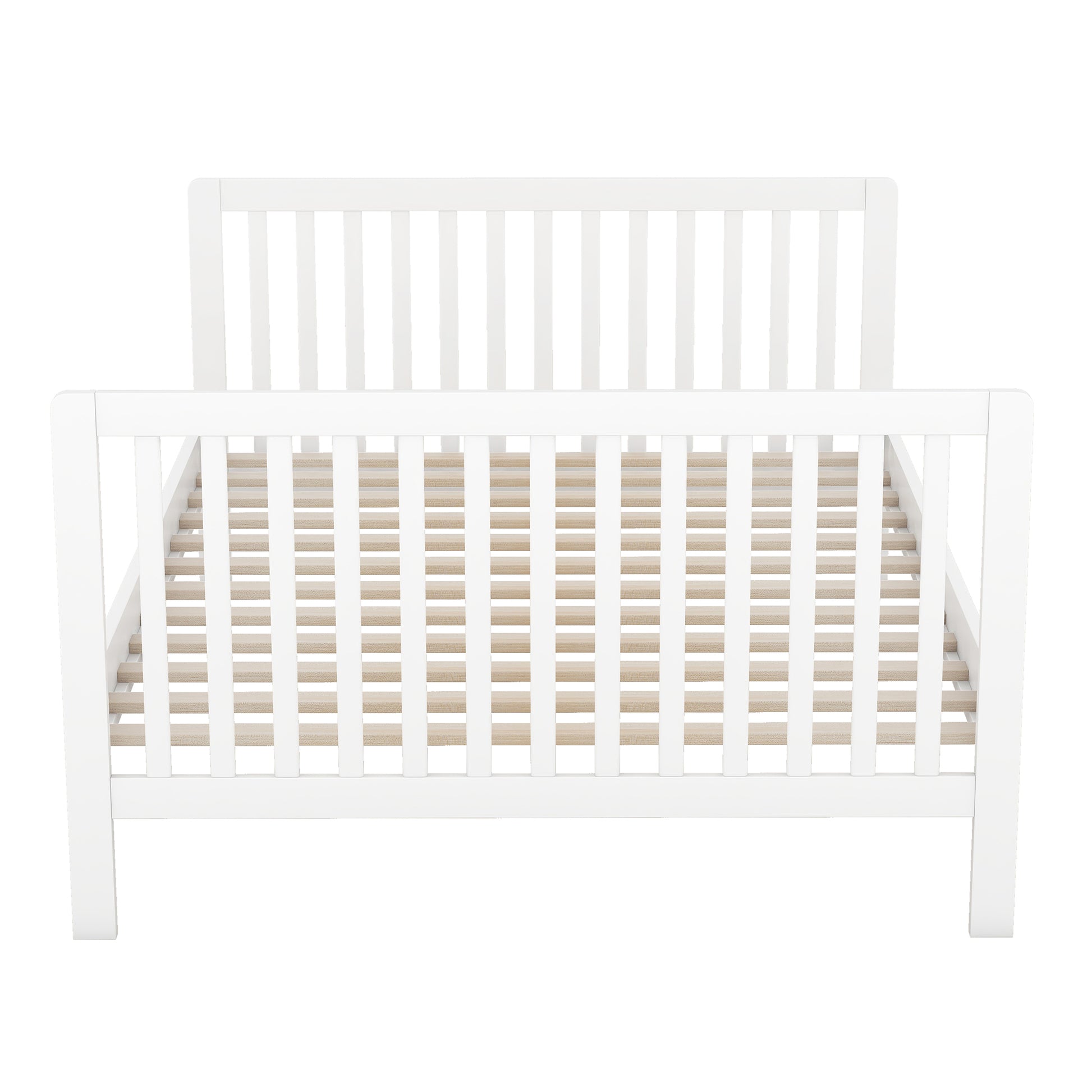 Convertible Crib Full Size Bed With Changing Table, White White Solid Wood