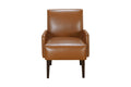Luxurious Living Room Furniture Accent Chair With Arm, Brown Leather Like Upholstery Chair Wooden Legs Brown Luxury Wood