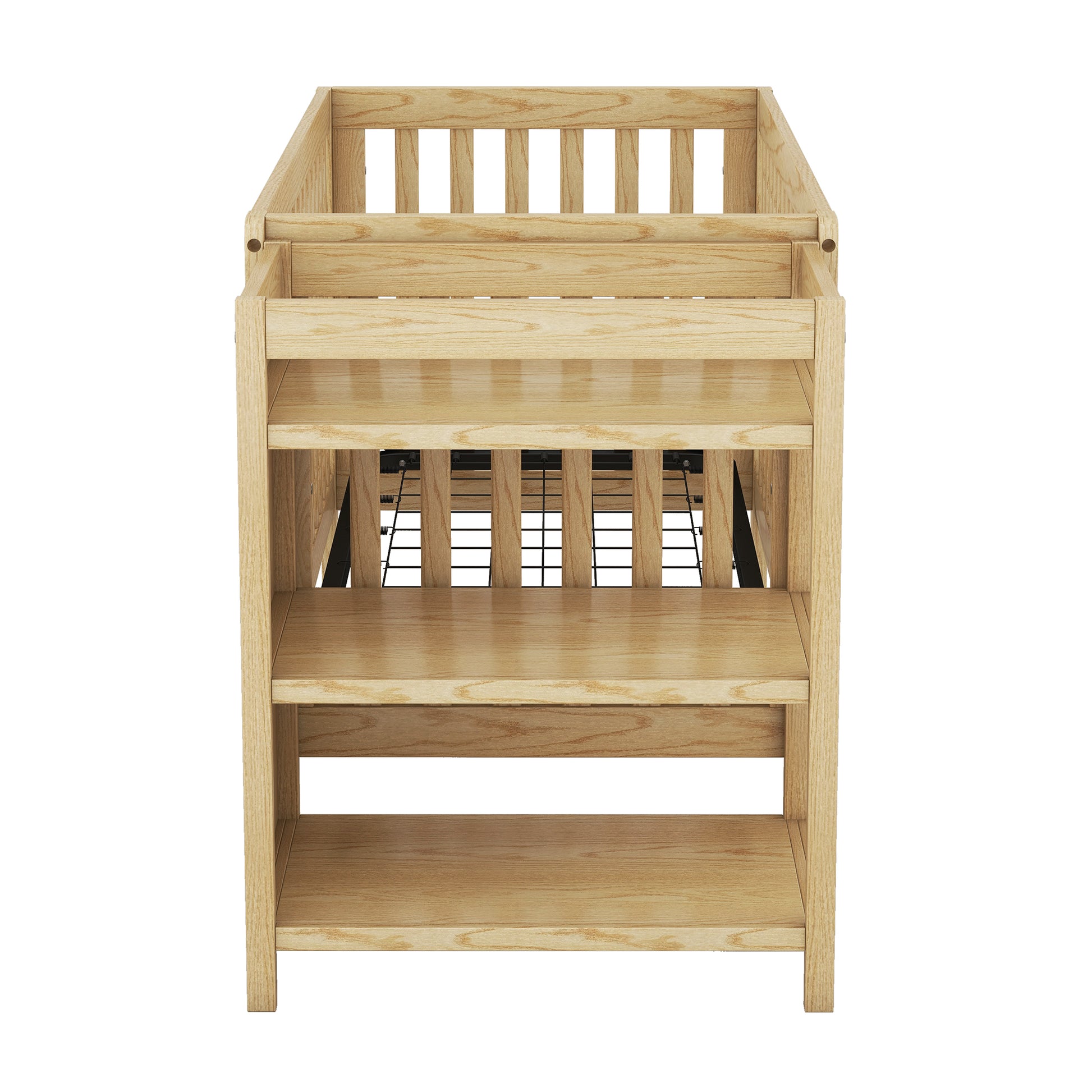 Convertible Crib Full Size Bed With Changing Table, Natural Natural Solid Wood