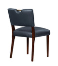 Bryson Midnight Blue Faux Leather Dining Chair Set Of 2 Dark Navy Foam Solid Wood
