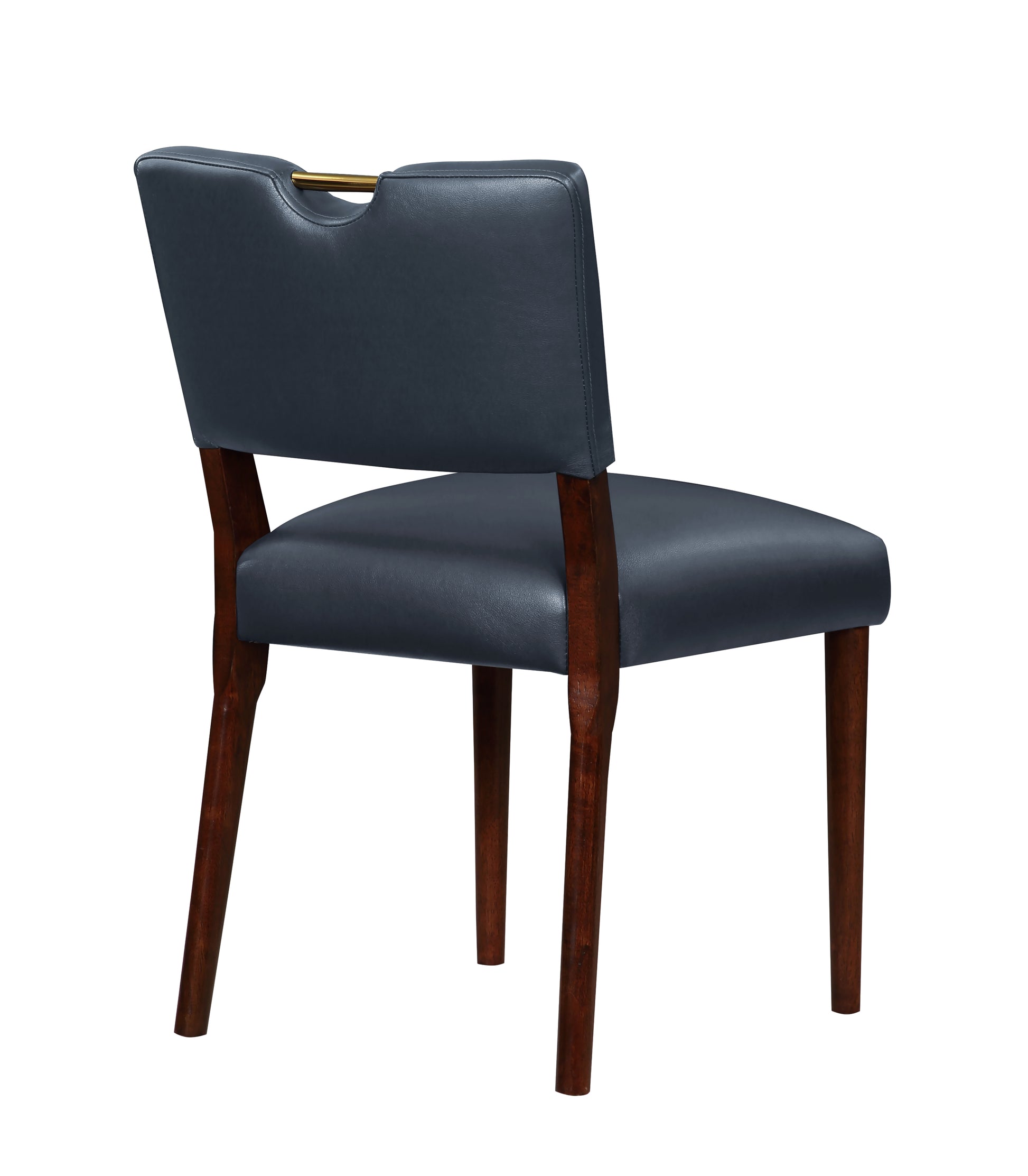 Bryson Midnight Blue Faux Leather Dining Chair Set Of 2 Dark Navy Foam Solid Wood