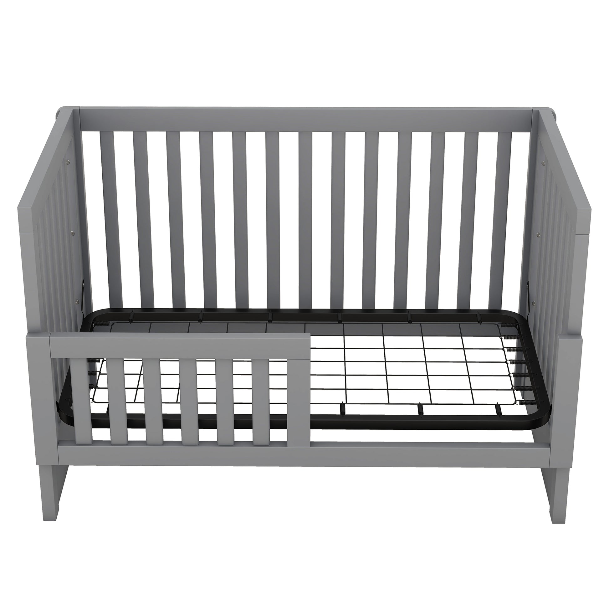 Convertible Crib Full Size Bed With Changing Table, Gray Gray Solid Wood