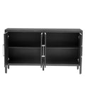 Storage Cabinet Sideboard Wooden Cabinet With 4 Metal Handles ,4 Shelves And 4 Doors For Hallway, Entryway, Living Room Black Mdf