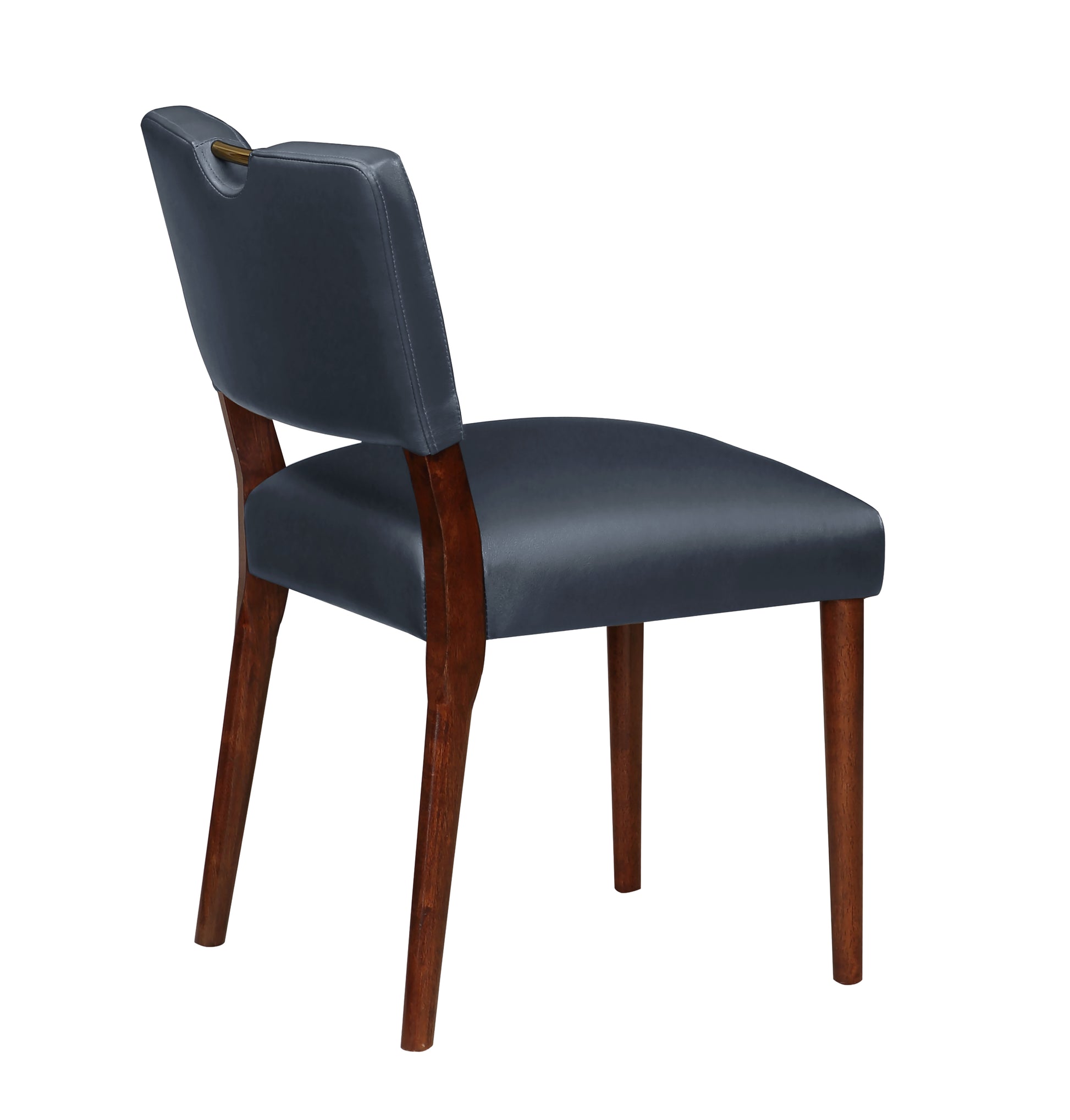 Bryson Midnight Blue Faux Leather Dining Chair Set Of 2 Dark Navy Foam Solid Wood