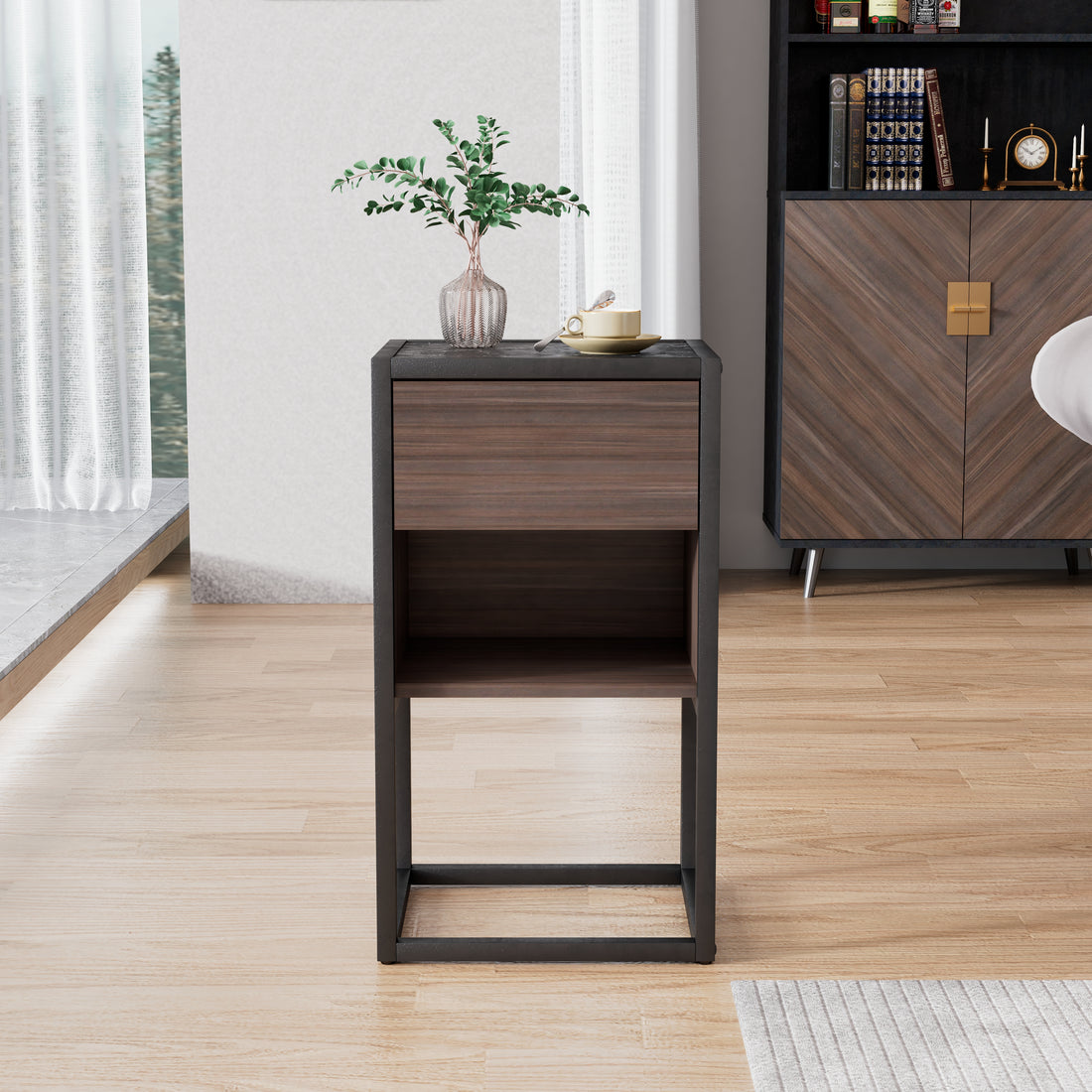 Armando Living Room Side Cabinet, Corner Cabinet, Bedroom Night Stand Wood Particle Board
