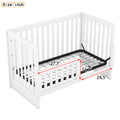 Convertible Crib Full Size Bed With Changing Table, White White Solid Wood